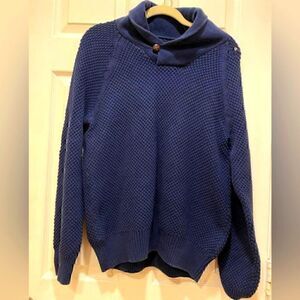 CLEARANCE Crew half-button sweater, Mens sz M, Navy.